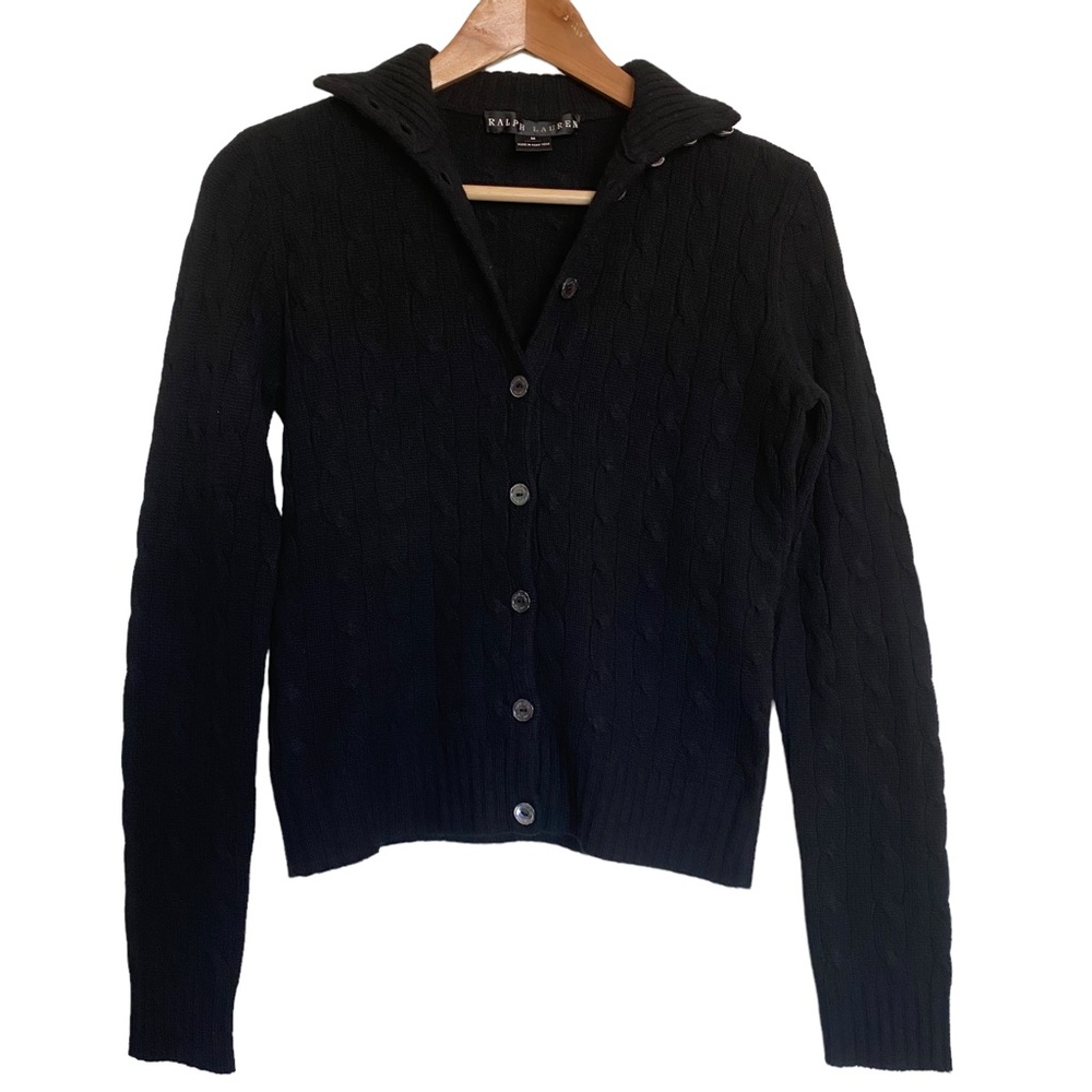 100% Cashmere Ralph Lauren Cardigan Button Up Sweater Excellent Condition size M